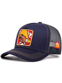 1 件华纳兄弟卡通刺绣棒球帽，户外运动活动网眼棒球帽，街头服饰