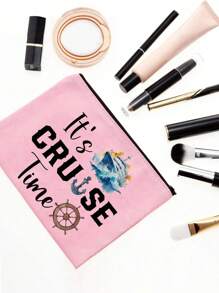 邮轮主题旅行化妆礼品袋，化妆包/洗漱包，拉链化妆包，拉链洗漱收纳包，拉链手机包，铅笔盒，化妆刷收纳包，适合女性、女孩、妈妈、姐妹、朋友、邮轮爱好者，文具旅行必备化妆包，假日必备化妆包，化妆收纳包，化妆品收纳袋，2024冬季假日化妆收纳包