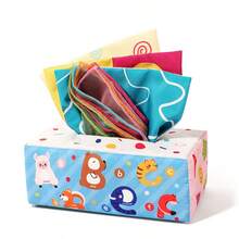 1 pieza Caja de pañuelos de bebé con sonido, juguete Montessori para bebés de 0+ meses, juguete sensorial, pañuelo de desarrollo, regalo de aprendizaje temprano, regalo de Navidad/cumpleaños, relleno de calcetín de Navidad, adecuado para recién nacidos niños y niñas, juguetes para bebés, decoración navideña - Multicolor - Ver 12