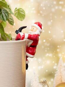 1 pieza Decoración de maceta trepadora navideña, Estatua de Santa Claus y muñeco de nieve para maceta, Estatua de gnomo de resina para decoración navideña, regalo para decoración del hogar, patio y jardín en Navidad. Adecuado para decoración navideña del hogar, decoración de la habitación, decoración del dormitorio.