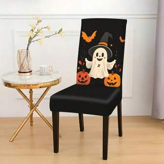 2 pièces, 4 pièces, 6 pièces et 8 pièces de housses de chaise imprimées. Conception d'Halloween avec fantôme et citrouille, avec décoration d'araignée d'Halloween, convient pour la décoration intérieure de la maison et du restaurant. Utilisé pour les festivals et les célébrations, réutilisable et lavable en machine. Housse de chaise élastique, pour la décoration quotidienne de la maison.