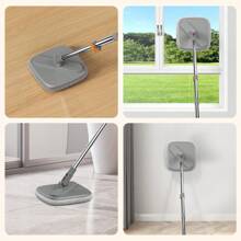 BOMIDI  Spin Mop And Bucket Set, Includes Dual Compartment Mop Bucket With Thick Washable Microfiber Pads Home Cleanin2025 - 旋轉拖把 灰色 - 查看 9