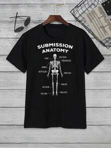 Skeletons Submission Anatomy Chart, Comfortable Shirt, No Harmful Chemicals, Free, Perfect For Lounging At Home Or Relaxing After A Long Day,100 Percent Cotton Shirts, Black Street Graphic Tees, Men's T-Shirt, Funny Graphic Vintage T Shirts,S-XXXL,Christmas And New Year Gifts - 黑色 - 查看 3