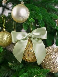 10/20pcs Sage Green Satin Ribbon 3.5" Twist Tie Bows For Treat Bags, Sage Green Satin Ribbon Bows For Gift Wrapping Premade Bows For Crafts, Party Favors, Wedding, Shower Decorations And Party Favors - Green - View 4