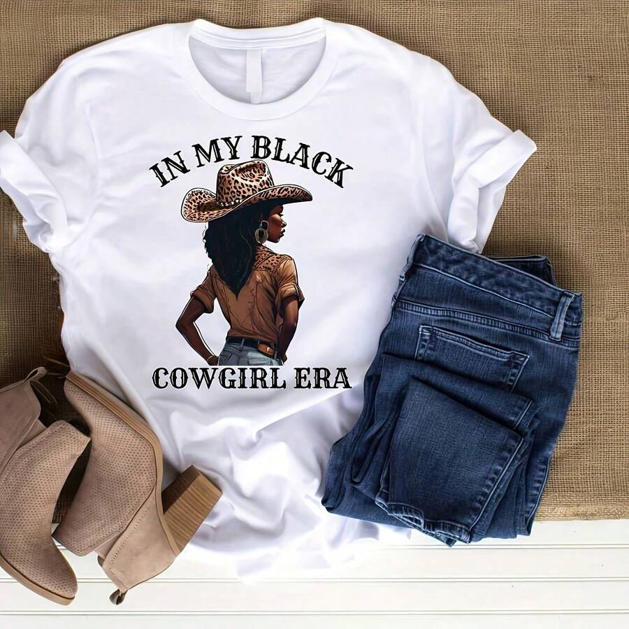 Black Cowgirl Shirt, Afrin An Cowgirl , Black Western Wear, Leopard Cowboy Hat, Black Rodeo, In My Black Cowgirl EraExperience U - 白色1 - 查看 1
