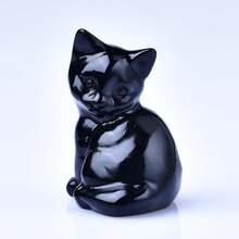 Exquisita talla de gato de cristal natural, diseño único, cristal curativo, piedras que contienen energía, piedra de meditación de curación de energía, perfecta para la decoración del hogar y como regalo, para decoración de bolsillo, para regalo de vacaciones, de la marca CUPIDCRYSTAL - Gato mirando hacia atrás - Ver 21