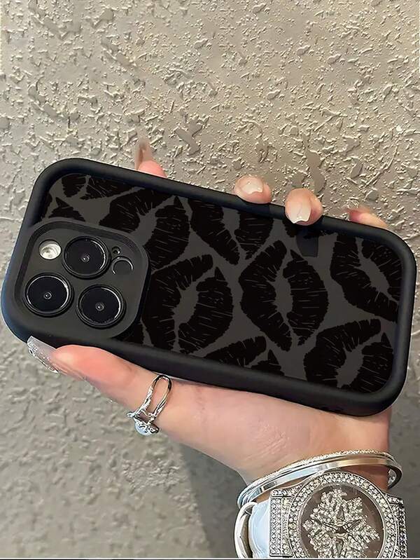 1 pièce Étui de protection pour téléphone avec motif minimaliste sexy de lèvres 2D, découpe de précision, antidérapant, prise en main confortable, compatible avec 11/11Pro/11promax/X/XR/X MAX/XS/12/12Pro/12promax/13/13Pro/13promax/14/14Pro/14promax/14plus/15/15Pro/15plus/15promax/16/16e/16plus/16promax/16Pro, texture premium anti-chute