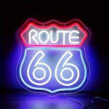 Route 66 Neon Sign Historic US High Way Acrylic LED Sign For Bedroom Wall Decor Blue Neon Light Game Room Wall Sign Party Light Club Neon Accessory - Red + Ice Blue + White - View 3