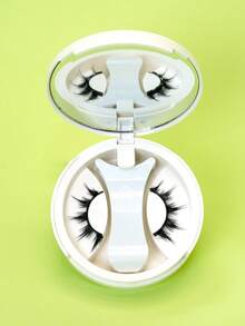 Bộ 1 cặp mi giả từ tính CC uốn cong, bao gồm dụng cụ gắn mi, có thể tái sử dụng, kiểu hoạt hình tự nhiên, mi giả mềm mại, cong vút kiểu mắt mèo, mi giả dạng dải, mi giả mềm mại, cong vút tự nhiên, giúp mi dài hơn, cong hơn, làm to mắt, phù hợp cho phụ nữ khi đi du lịch, dự tiệc, v.v., mi giả thiết kế hỗn hợp tự nhiên, mi giả. - màu đen - Xem 3