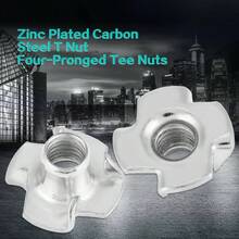 100 piezas de tuercas en T de cuatro puntas, 100 piezas de tuercas en T de acero al carbono zincado Tuercas en T de cuatro puntas para muebles de carpintería, madera, presas de escalada, ebanistería (M4) - otro - Ver 3