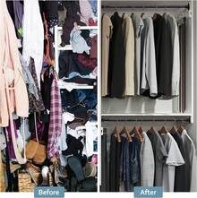 Barra de clóset para colgar, de 30 a 50 pulgadas, extensor de barra de clóset para colgar – Barra colgante ajustable de ropa negra, estante organizador de ropa de clóset de acero inoxidable, barras de - 30" - 50" - Ver 5