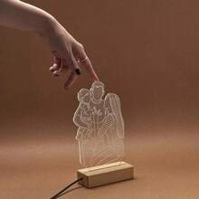 Lámpara de escritorio personalizada con foto 3D, decoración de arte lineal abstracto, retrato familiar personalizado, luz nocturna de acrílico, regalos de aniversario para mamá y papá 15*14cm (5.9*5.51in), decoración de oficina, elegante para el hogar