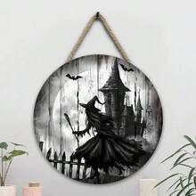 1pc 20*20*0.5 Assorted Wooden Halloween Decor Hanging Ornaments, Suitable For Halloween Holidays, Can Be Hung On Doors, Walls In Living Room, Bedroom, Etc. To Create A Festive Atmosphere For Theme Parties Home Decor Room Decor