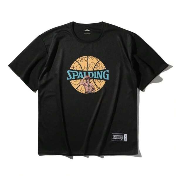 SPALDING バスケットボールウェア Tシャツ ONE PIECEメラメラの実 ボールプリント SMT25102PBK