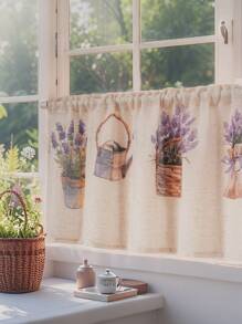 1pc Minimalist Linen Printed Curtain Partition Desk Skirt, Versatile