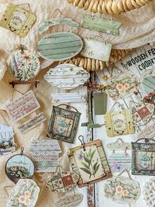 15 piezas/paquete Pegatinas con tema vintage de campo, pegatinas decorativas creativas y estéticas, materiales de manualidades para scrapbooking, regalos para fiestas, suministros escolares personalizados para scrapbooking