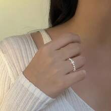 Elegant And Distinctive Elastic Bead Ring- Unique Design, Perfect For Casual Wear Or Gift Giving, Small Square Sugar Beads, Luxurious - 白色 - 查看 7