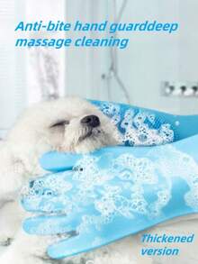 1/2 pary pięknie zaprojektowanych rękawic do pielęgnacji i czyszczenia zwierząt, dostępnych w sześciu kolorach, w tym rękawice do kąpieli psów i kotów, rękawice do mycia naczyń i sprzątania, artykuły gospodarstwa domowego i kuchenne oraz artykuły dla zwierząt. - Jasnoniebieski - Zobacz 10