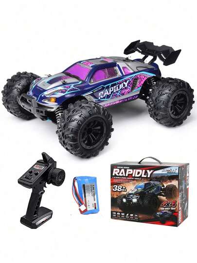 1pc 1:18 Scale All-Terrain Remote Control Car, Suitable For Adults And Children, Boys, Max Speed 38km/H Electric Off-Road RC Truck, Waterproof High-Speed RC Car, 4X4 RC Vehicle, Suitable For Snow, Sand, Beach And Rocky Terrain, Ideal Gift For Teenagers And Adults, Boys And Girls 12+ Years Old