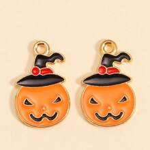 10pcs Halloween Enamel Accessories Pumpkin & Ghost Pendant, Suitable For DIY Jewelry Making Earrings Necklace Crafts Halloween Party Gifts