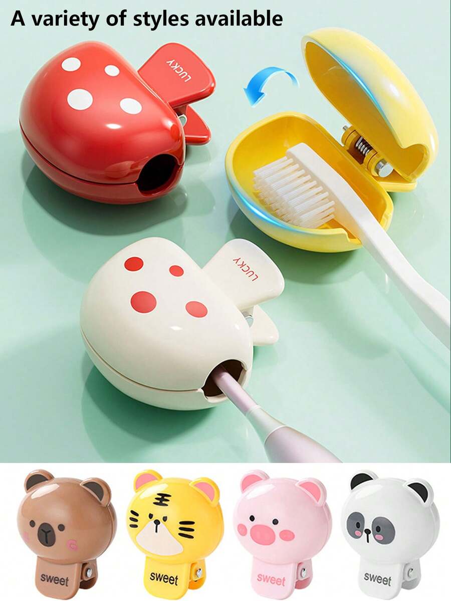 Hộp đựng bàn chải đánh răng hình động vật hoạt hình dễ thương, hộp đựng bàn chải đánh răng du lịch chống bụi di động, bảo vệ đầu bàn chải, hộp đựng bàn chải đánh răng thoáng khí dùng tại nhà và khi đi du lịch với họa tiết động vật dễ thương, thích hợp cho du lịch, kỳ nghỉ và sử dụng hàng ngày. - Nhiều màu - Xem 1