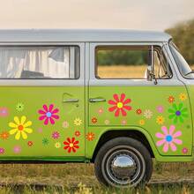 12 Sheets Daisy Stickers 130 PCs Flower Car Decals Self Adhesive Vinyl Retro Flower Car Sticker Bumper Mirror Window Clings Laptop Wall Decoration (Multicolor, Daisy) - 彩色 - 查看 12