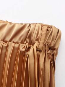 ZIAI Vestido de oficina plisado de cintura alta para mujer, vestido elegante de longitud media (sin cinturón)