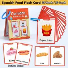 Lachilly Tarjetas didácticas para aprender vocabulario en español, tarjetas de aprendizaje de vocabulario para niños, palabras de alimentos, animales, partes del Body, frutas, verduras, tarjetas cognitivas educativas para preescolar y jardín de infantes, herramientas de aprendizaje de idiomas, recursos y materiales de aprendizaje para el hogar y el aula
