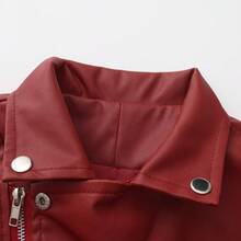 Fashion Mens Faux Leather PU Biker Punk Vest Zippers Slim Fit Male Sleeveless Waistcoat For Men - 酒紅色 - 查看 4