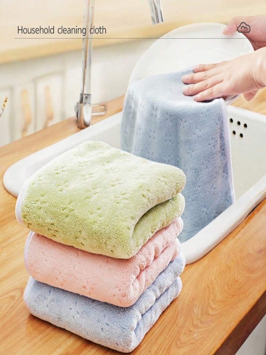 2 Pcs 30*30cm Thick Coral Velvet Cloth, Strong Water Absorption No Linting, Multifunctional Cloth, Easy Cleaning And Degreasing, Reusable And Washable, For Bathroom Kitchen Living Room, Soft And Skin-Friendly