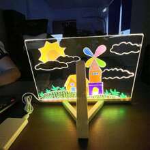 Acrylic Dry Erase Board With Led Light Up Dry Erase Board With Stand As A Glow Memo LED Letter Message Board Led Note Board White Board With 7 Color Pen For Office School Home,Back To School