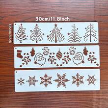 Juego de 14 sellos rectangulares navideños, incluye diseños de copos de nieve, hombre de jengibre, muñeco de nieve, árbol de Navidad, decorativos para el hogar, paredes, tela, papel, scrapbooking, de material plástico reutilizable - Blanco - Ver 3