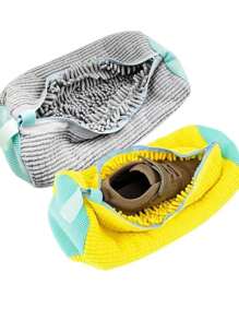 Durable Shoe Wash Bag - Yellow With Blue Zipper,360 Deep Clean Shoes Laundry Bag Reusable Shoe Bag For Washing Hine Sneaker Washing Hine Bags Yellow Soft Lining Interior, Ideal For Athletic & Casual Shoes, Laundry Bag