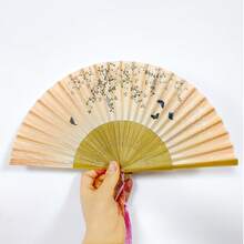 1/3 chiếc Quạt gấp bằng tre phong cách Trung Hoa và Nhật Bản thanh lịch cổ điển có tua rua - Quạt cầm tay mùa hè di động, thích hợp cho đám cưới, tiệc tùng, quà tặng cho bạn thân, quà tặng trở lại trường, làm mát mùa hè và trang trí nhà cửa, thiết kế đen trắng với họa tiết hoa, phụ kiện tiệc | Quạt trang trí | Quạt nhẹ. - Nhiều màu - Xem 14