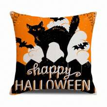 4 件万圣节枕套，饰有巫师墓碑、南瓜灯、幽灵、黑猫图案，橙色单面印花拉链靠垫套，万圣节家居装饰，适用于家庭、客厅、沙发、床、户外露台，不含枕芯，尺寸为 18 X 18 英寸