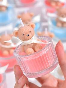 1 pièce Bougie en verre en forme d'ours en peluche mignon, parfaite pour le bien-être personnel et un excellent cadeau. Élément de décoration d'intérieur photogénique, s'associe bien avec une bougie parfumée apaisante. Bougie de niche haut de gamme, convient comme cadeau d'anniversaire ou décoration d'intérieur. - Multicolore - Voir 4