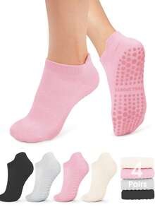1 Pair Non-Slip Breathable Sports Yoga Socks, Silicone Anti-Slip Mesh Short Socks For Dance, Indoor Fitness, Pilates, Outdoor Running, Cycling, Foot Protection - Multicolor - View 2