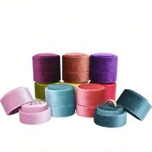 1 Pcs Round Single Slot Velvet Box, Elegant Ring Gift Box, Ring Holder, Soft And Light, Perfect Proposal Wedding Ring Box, Wedding Must Haves, Jewelry Box.(4*4*4.3cm)