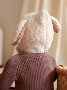 1 件装可爱儿童女孩男孩婴儿帽子羊毛边帽带兔耳朵帽幼儿羊毛耳罩帽柔软新生儿帽 - Ear - 查看 4