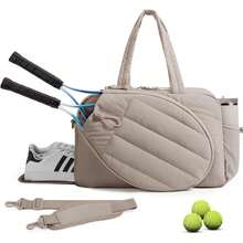 KAUKKO Bolsa de tenis KAUKKO para gimnasio, para mujer y hombre. Con capacidad para 2 raquetas, compartimento para zapatos y bolsillo impermeable. Bolsa deportiva con capacidad para portátiles de hasta 15,6 pulgadas. Bolsa de fin de semana para mujer.