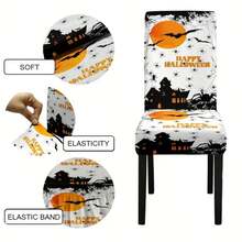 1/4/6/8 Stücke, modische Halloween-Stil bedruckte Stuhlbezüge/Bürostuhlbezüge/Stuhlbezüge für Esszimmer, geeignet für moderne tägliche Dekoration in Innenräumen von Familien-Restaurants und Hotels. Die elastischen Stuhlbezüge können gereinigt werden und sind ein ideales Halloween-Geschenk