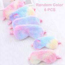 6 Stücke weiche Samt Schlafmaske, mit Hufeisen Muster, flauschig bequemer Reißverschluss, nicht elektrisches Material, geeignet für Reisen, Partys und Übernachtungen - perfekt zum Entspannen und Schlafen zuhause oder unterwegs