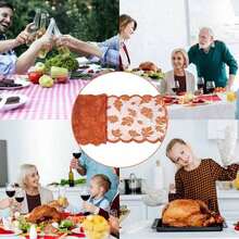 1/2/5pcs Taplak Meja Motif Daun Maple Musim Gugur, Ukuran 13x72 Inci, Taplak Meja Renda Oranye untuk Hari Thanksgiving, Dekorasi Rumah Musim Gugur, Cocok untuk Pesta Makan Malam di Dapur Musim Panen - MultiWarna - View 6