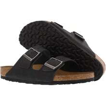 Birkenstock Unisex Arizona Sandals Soft Footbed - Black Oiled Leather - View 1