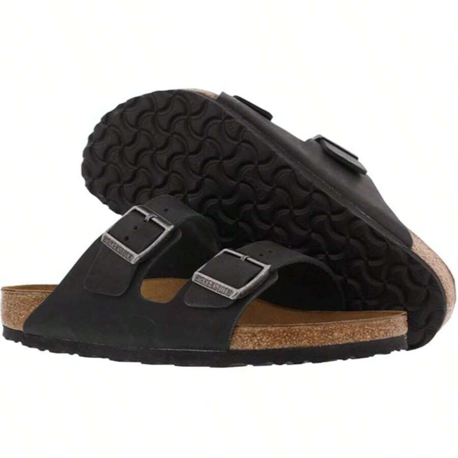 Birkenstock Unisex Arizona Sandals Soft Footbed - Black Oiled Leather - View 1