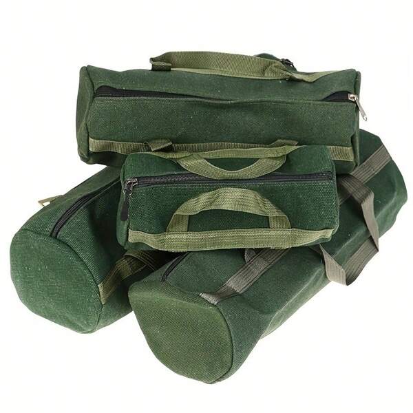 1 pièce Sac à outils en canevas robuste, fourre-tout en canevas verte robuste, sac de rangement multifonctionnel, boîte de rangement pour outils électriques de grande capacité avec plusieurs compartiments, fond solide, grande ouverture et poignée renforcée, idéal pour le rangement et le transport, besoins de rangement pour hommes