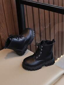 Classic Boots, Comfortable Non-Slip Soft Sole Children's Boots, Boys Girls Outdoor Campus Student Boots, Knight Ankle Boots - Black - View 5