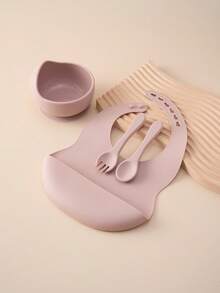 4PCS Personalized Customization Name Baby Silicone Tableware Suction Bowl Adjustment Bib Portable Spoon Fork Custom Color Contrast Dinner Set Back To School Winter Gift Ideas Boy Girl Valentine's Day, Letter, Ornamental, Exquisite, Stylish, Modern, Casual, Custom, Personalized, Unique, Customized, Ideal Gifts For Him, Ideal Gifts For Her, Son, Daughter - Multicolor - View 13