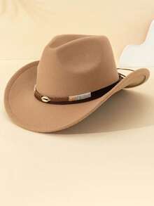 Ce chapeau de cowboy occidental unisexe en polyester a un style rétro et une décoration. Il convient pour le port décontracté, les fêtes de cowboy occidental et les chapeaux de cowboy. - Chapeau de cowboy à ruban - Voir 8