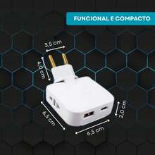 Benjamin Articulated Flexible Portable Bivolt Power Adapter With 4 Inputs, 1 USB And 1 USB-C Supports Current Up To 10A - 查看 6